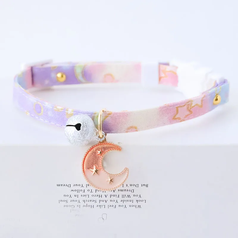 New Trend Cat Dog Collar Cosmic Stars Moon Pet Collar Adjustable 18-32CM Fashion Puppy Kitten Necklace Fashion Dog Accessories 