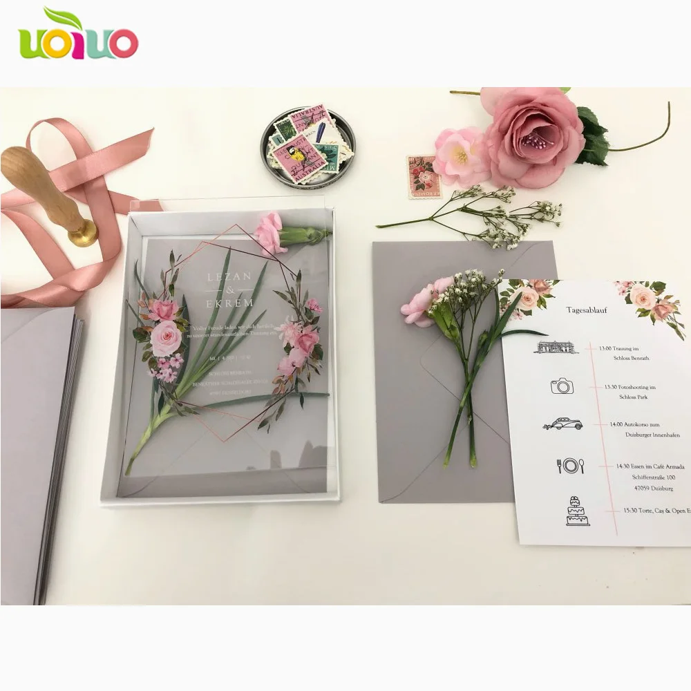  10pcs clear acrylic card with printed box custom acrylic wedding invitation card(other item on the  - 4.0003E+12