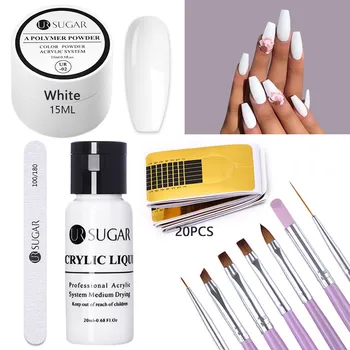 

UR SUGAR Acrylic Powder Set Crystal Pink/White/Clear Nail Gel 3D Nail Tips Nail Glitter Builder Powder Manicures Salon Tools