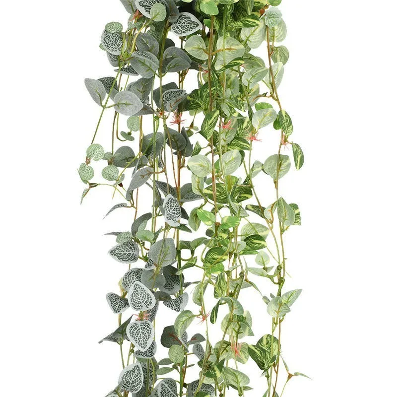 

80CM Fake Flower Plant Heart Leaf Home Decor Green Plant Ivy Leaf Artificial Flower Plastic Garland Vine Artificial Flowers Wall