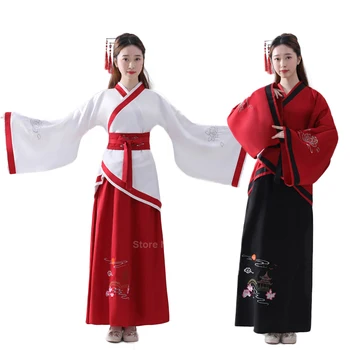 

Ancient Woman Chinese Traditional Hanfu Dress Fairy Retro Embroidery Stage Folk Dance Costumes New Year Elegant Party Clothes