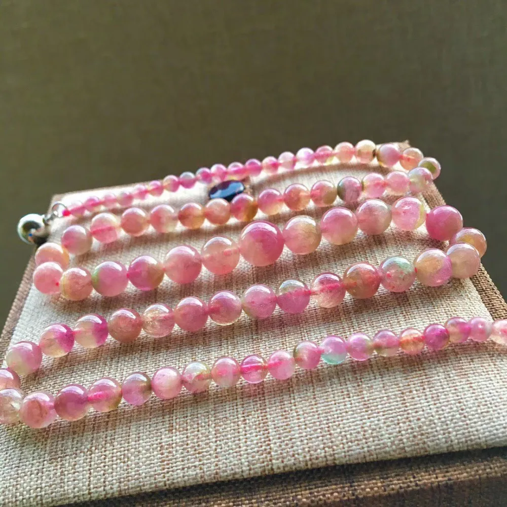 4-10mm Top Quality Natural Watermelon Tourmaline Red Green Crystal Necklace Clear Beads Fashion Bracelet Woman AAAAA Certificate