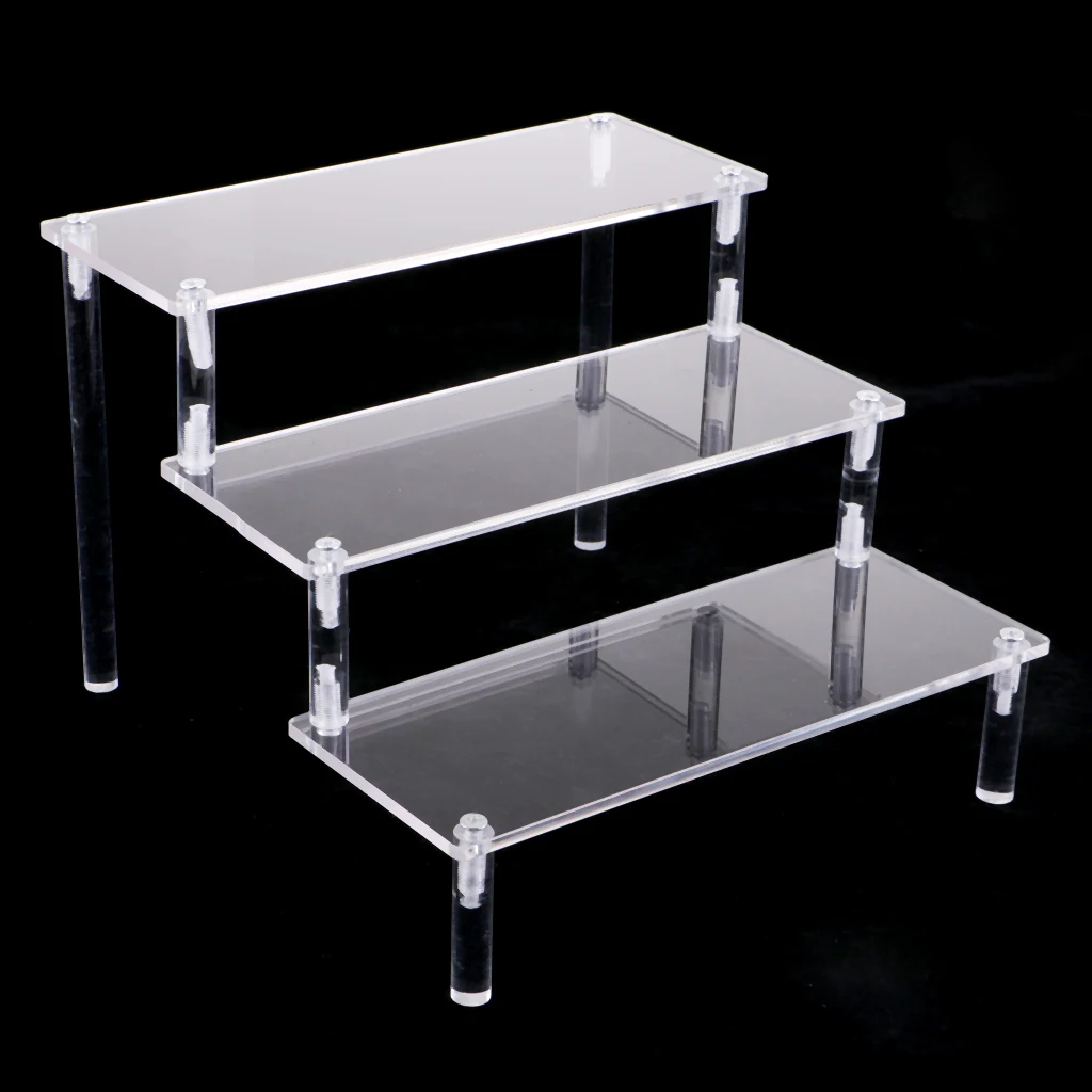 Figures Display Stand Acrylic 3 Tier Shelf Removable for Action Figures Car Airplan Model Show
