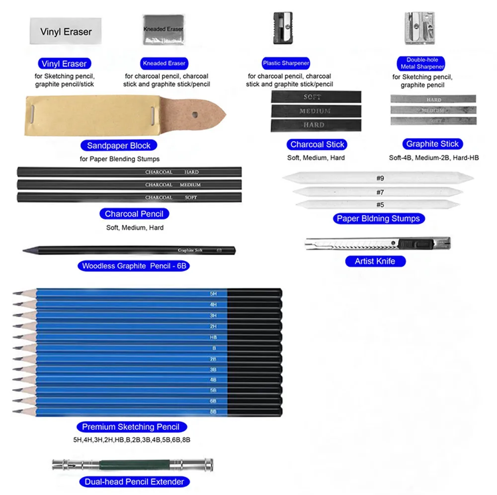 Sketching Pencil Set 144/96/72/33 PCS Color Pencil and Sketch Pencils for Drawing Art Tool Kit Watercolor Metallic Oil Pencil Artist Supplies