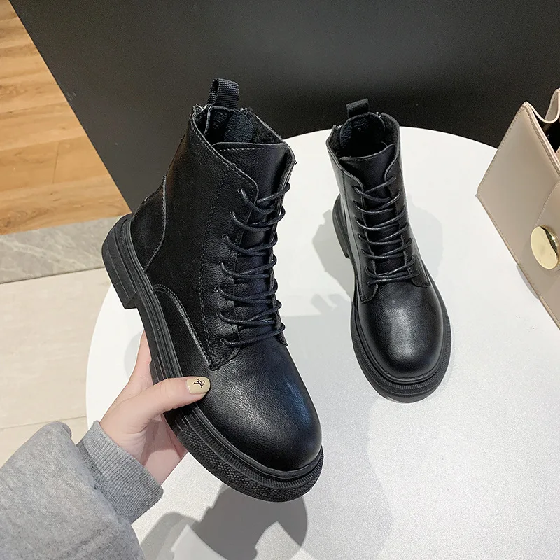 

Plus Velvet Martin Boots 2019 Winter New Style Korean-style WOMEN'S Boots Short Casual Double Row Zipper