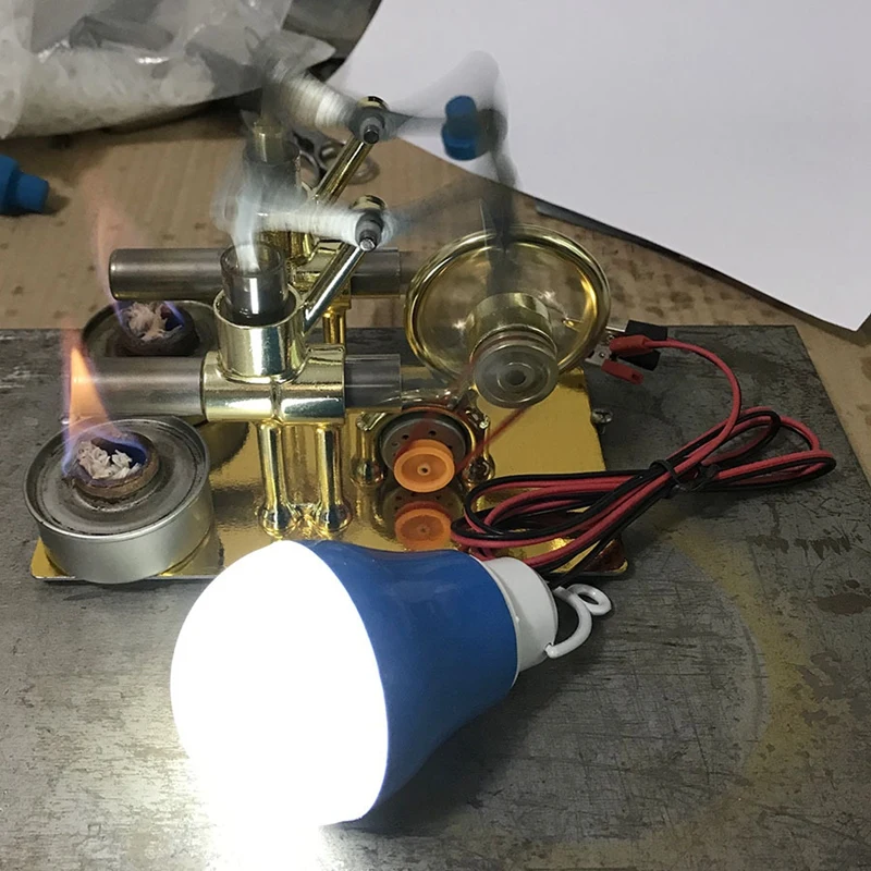 GTBL Стирлинг двигатель металлический двойной цилиндр лампы внешнего сгорания тепловая мощность двигателя модель физики игрушка для научного эксперимента