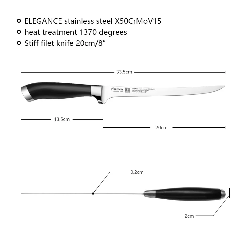FISSMAN 8 Дюймовый Жесткий нож сетка серия ELEGANCE немецкий стальной кухонный с