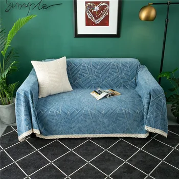 

Solid Color Sofa Cover White Lace Sofa Towel for Living Room Chenille Couch Slipcover Wave Striped Printed Couch Cover