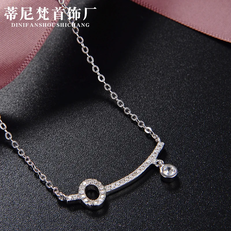 

Korean-style Fashion Necklace S925 Fine Silver Zircon Creative Simple Choker Sets of Chain Girl'S Best Friend Gift