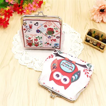 

New Women Mini Wallet Card Holder bag Small Owl Bird Flower Pattern Coin Purse Female Coin Purse Clutch Headset Organiser Case