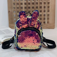 Детский мини-рюкзак с блестками для девочек, школьные рюкзаки из искусственной кожи для путешествий, блестящий рюкзак с заячьими ушками