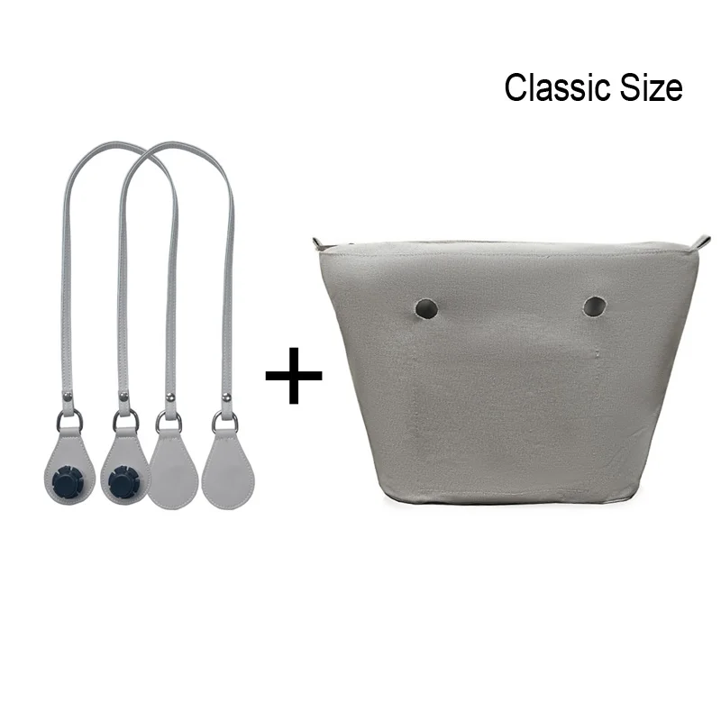1set 85cm Long Microfiber Leather Handles with Canvas Floral Insert Inner Pocket for Classic Mini Obag O Bag Women Handbag 