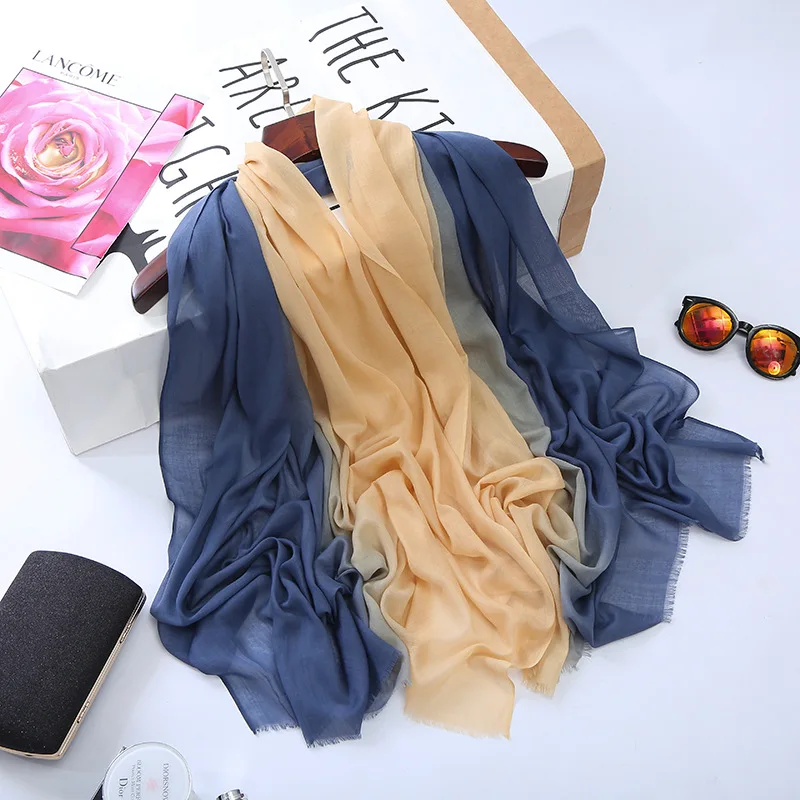 

2019 Summer Warm WOMEN'S Scarf a Generation of Fat Transition Mixed Colors Travel Street Snap Silk Scarves Scarf Women's Wholesa