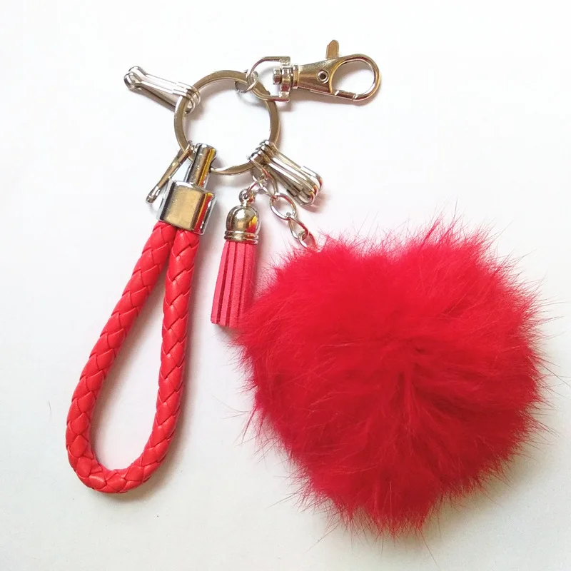 Creative 6 Cm Color High Imitation Furry Ball Tassels Leather Rope Waist Buckle Key Pendants Handbag Pendant Accessories Pendant