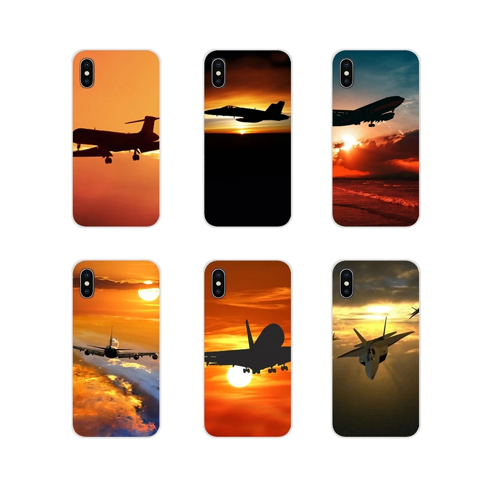 Plane With Sunset Glow Theme For Samsung A10 A30 A40 A50 A60 A70 Galaxy S2 Note 2 3 Grand Core Prime TPU Transparent Case Covers | Мобильные