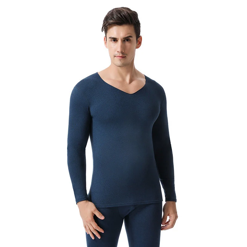 Men's V-neck Seamless Thermal Underwear Set Thermal Underwear Sets For Men Winter Long Johns Thick Thermal Clothing