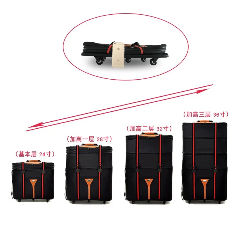 Handling Large capacity folding trolley bag Oxford waterproof move house rolling luggage carry on travel bag 32/36 inch
