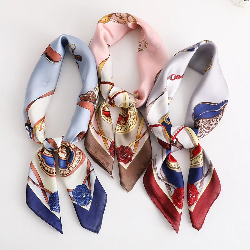 

KOI LEAPING new summer decoration woman fashion scarves Chain pattern printing small square scarf soft headscarf hot gift