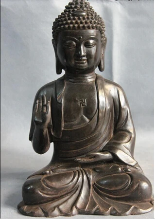---407+++ 11 Tibet Buddhism Temple Copper Bronze Rulai Tathagata Amitabha Buddha Statue | Дом и сад