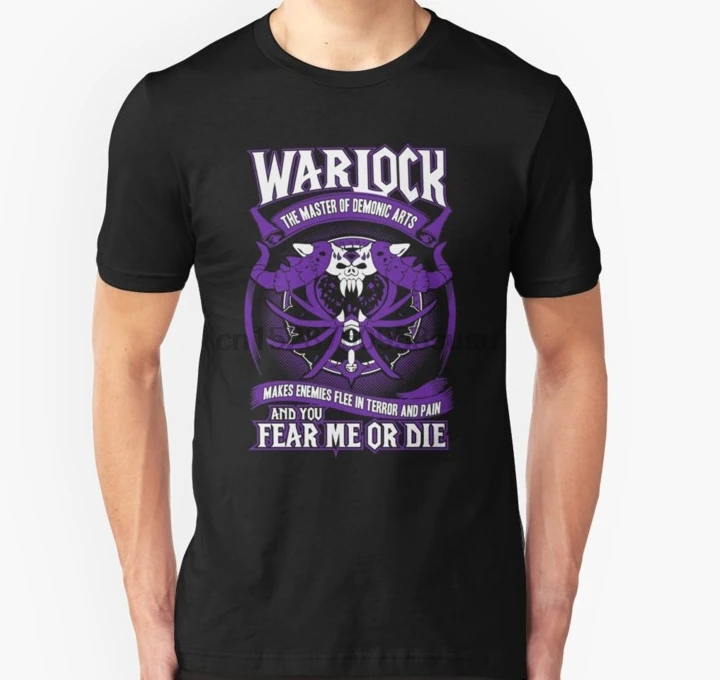 Men tshirt Warlock The Master Of Demonic Arts Wow Slim Fit T Shirt Printed T-Shirt tees top |
