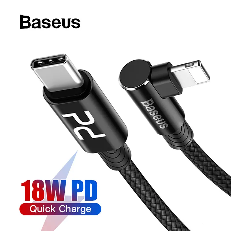 Кабель Baseus Elbow type-C для iPhone 11, 18 Вт, PD, быстрая зарядка, USB C кабель для iPhone 11 Pro Max 11 Pro, кабель синхронизации данных для игр