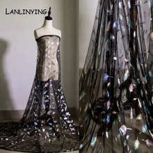 Новое поступление, креативная ткань с принтом павлина и перьями, разноцветная сетчатая ткань, ручная работа, сделай сам, свадебное платье, украшение D731