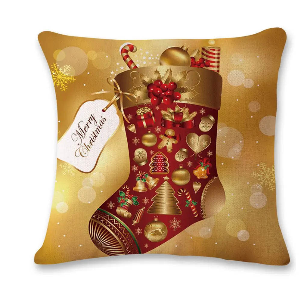 

Fashion Christmas Design Cotton Linen Pillow Cover Super Soft Office Cushion Pillow Cover