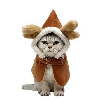 

LanLan Chinese Style Horn of Dragon Plush Hooded Cloak for Pet Cat Dog Teddy Autumn Winter Wear