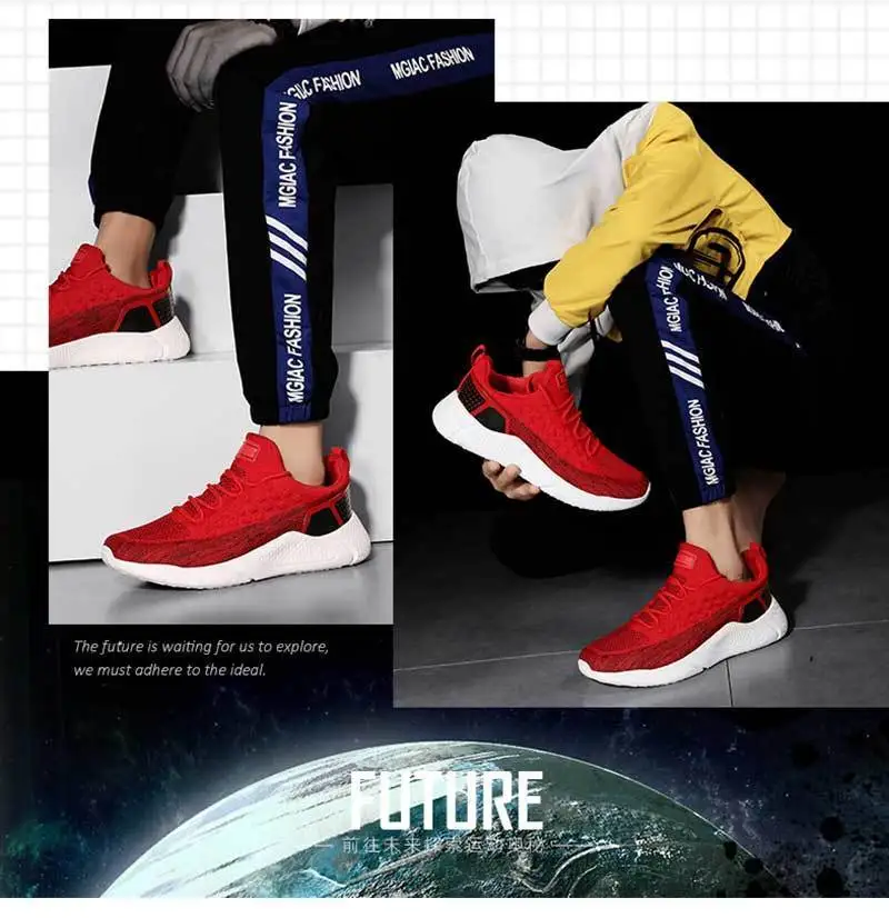 Горячая Распродажа Мужская обувь Flyknit удобный светильник кроссовки летние классические белые повседневные теннисные дышащие туфли для взрослых размера плюс 39-46