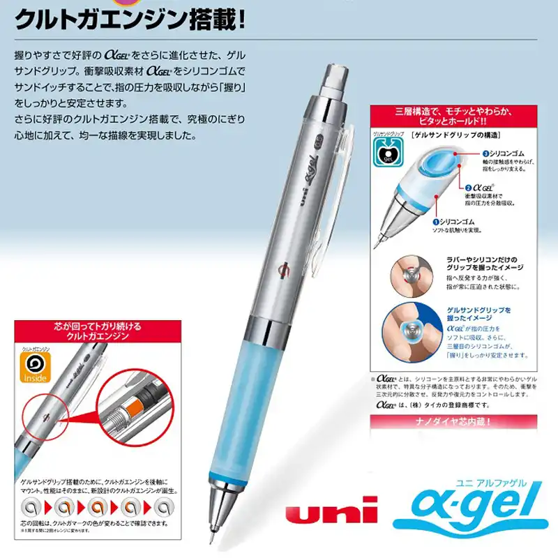 One Piece Uni M5 858gg Alpha Gel Kuru Toga Auto Lead Rotation With Super Grip Mechanical Pencil 0 5 Mm Kuru Toga Alpha Gel0 5 Mm Aliexpress