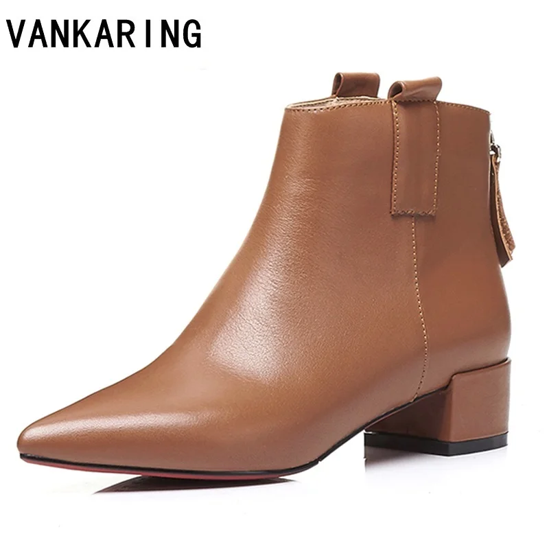 

women cowboy boots autumn winter new sexy fashion soft leather zip pointed toe ankle boot black high-heeled martin shoes woman