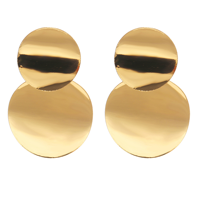 Black Round Metal Earring for Women Gold Shiny Smooth Long Drop Earrings 2019 Fashion Statement Jewelry Pendientes Bijoux