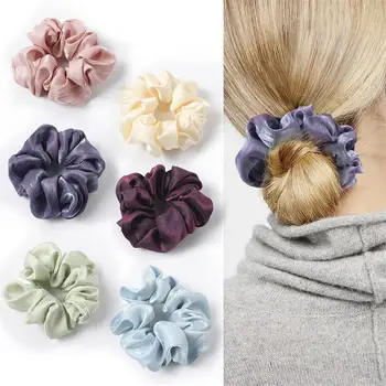 

Solid Color Soft Silky Velvet Satin Hair Scrunchie Floral Grip Loop Holder Stretchy Hair Band crunchy Tie Women Hair Accessories