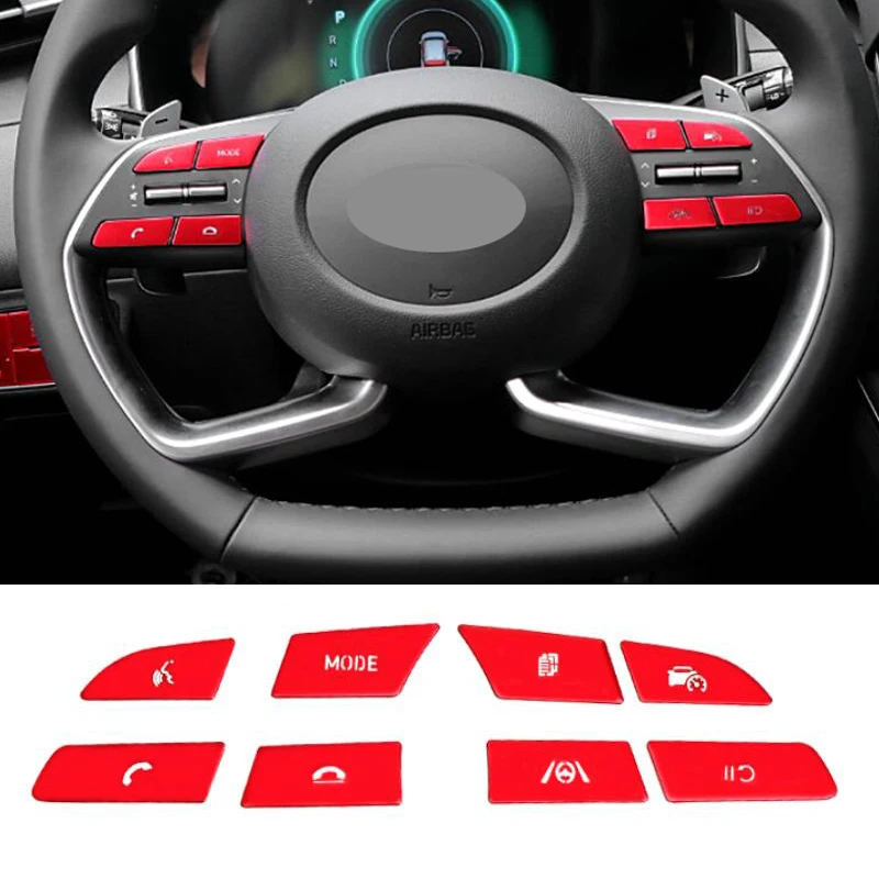

For Hyundai Tucson NX4 2021 2022 Car Aluminum Alloy Steering Wheel Buttons Stickers Interior Decoration Accessories Cover