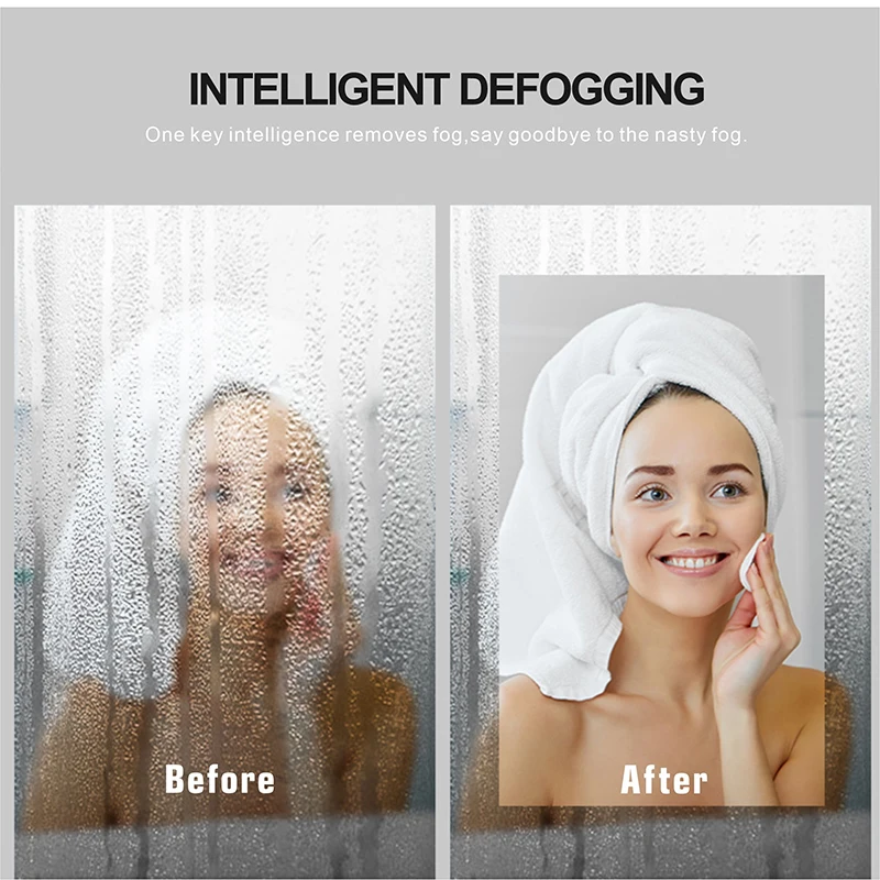 60x80cm Rectangle Bluetooth Smart Bathroom Makeup Mirror With LED Warm White Light human body induction Anti-fog Beauty Mirrors