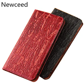 

Bark Pattern Genuine Leather Business Phone Case For OnePlus 8 Pro Mobile Phone Bag Standing Case Coque For OnePlus 8 Flip Case
