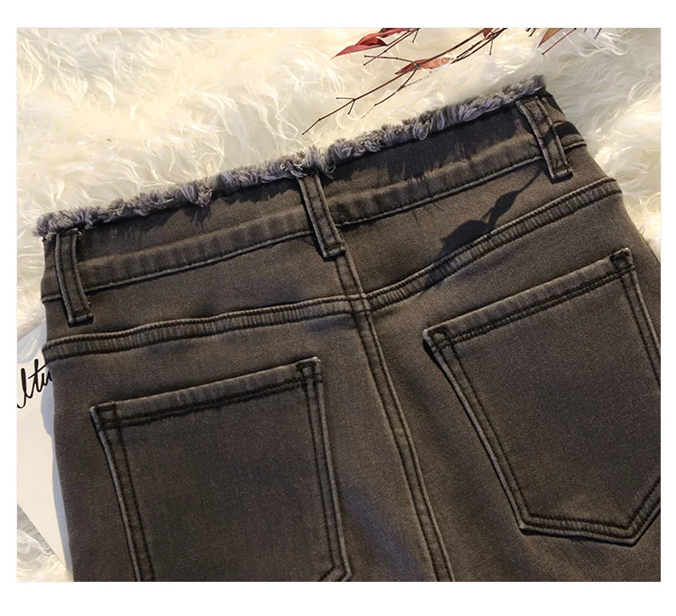 Большие размеры зимние джинсы женские теплые женские узкие брюки женские плюс размер тонкие ноги длинные джинсы женские джинсы