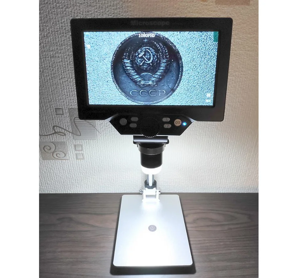 Обновление G1200 цифровой Электронный lcd непрерывный зум видео микроскоп портативный 12MP паяльный микроскоп с 8 светодиодами