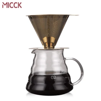 

MICCK Reusable Funnel Metal Coffee Filter Stainless Steel Drip Coffee Holder Mesh Funnel Baskets Espresso Percolator Tools