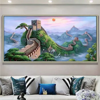 

5D DIY Diamond Painting Great Wall of China Diamond Mosaic Cross stitch Square round chinese style Drawing room Decor gift