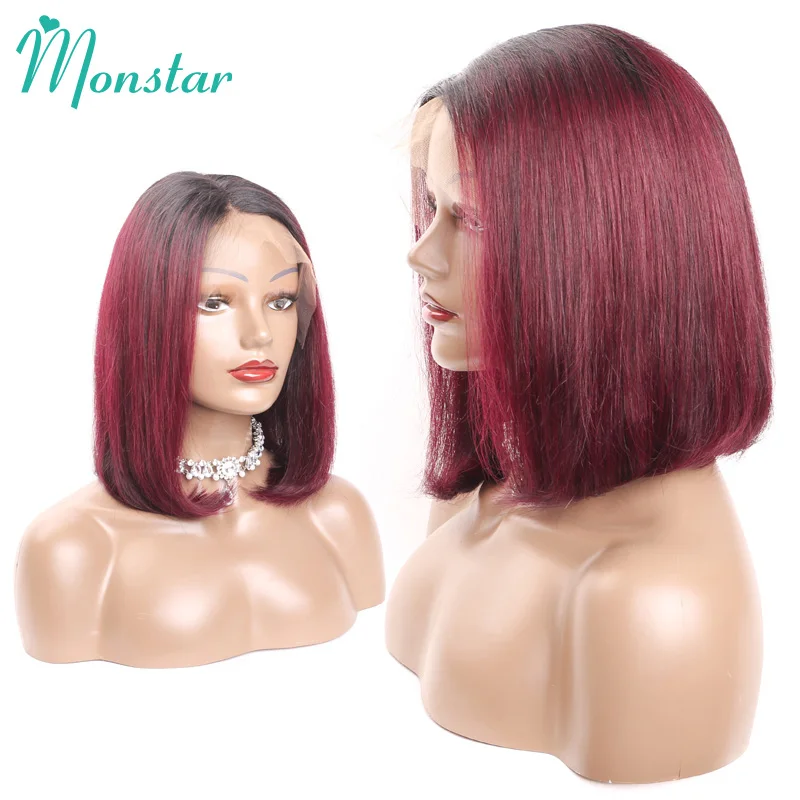

Monstar 13x6 Short Ombre Bob Wig 1B 99j/1B Purple/1B 30 Color Lace Front Human Hair Wigs Brazilian Straight Transparent Lace Wig