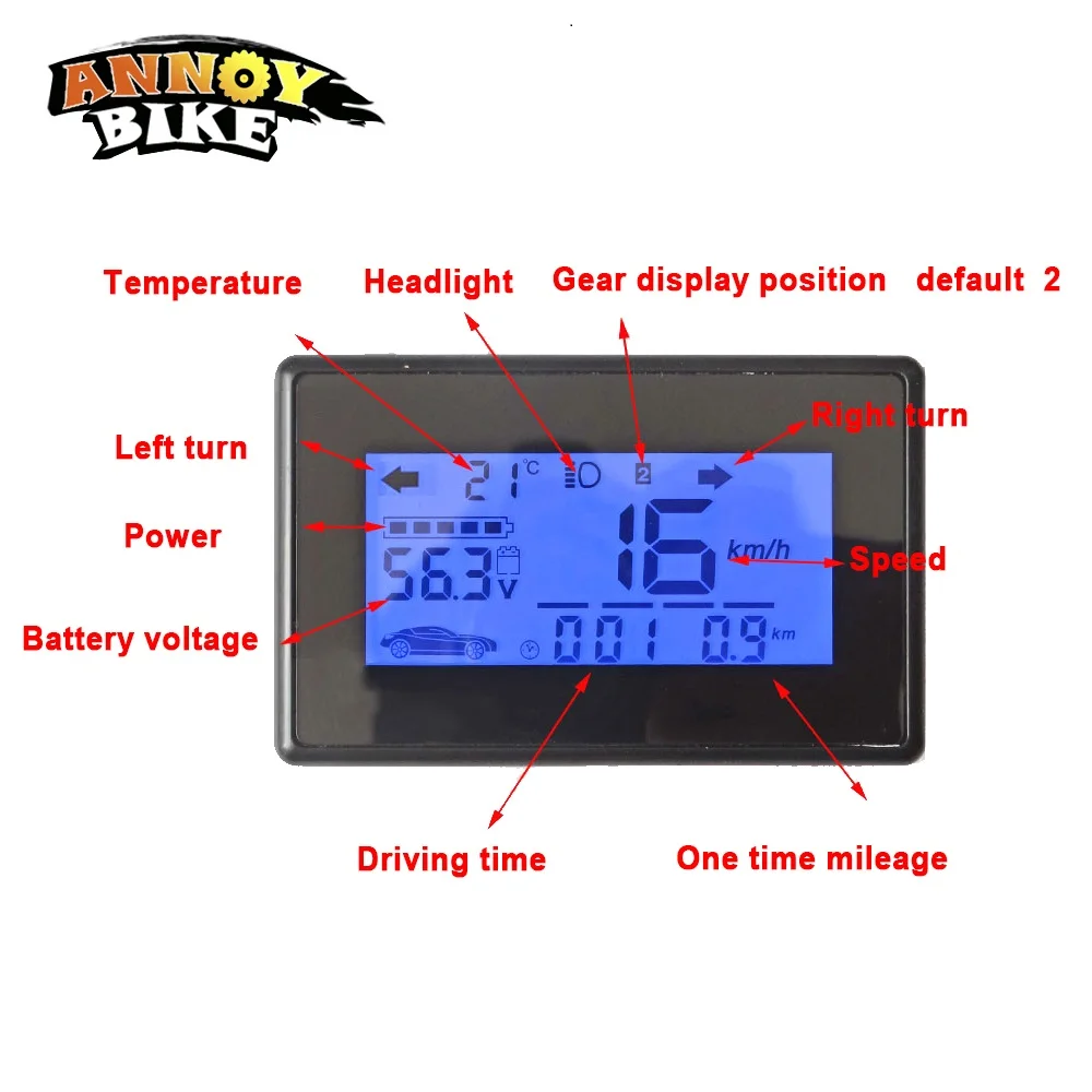  48v 60v 72v 84v 96v Electrice Bike Scooter LCD Display Electric Bicycle Accessories Waterproof LCD 