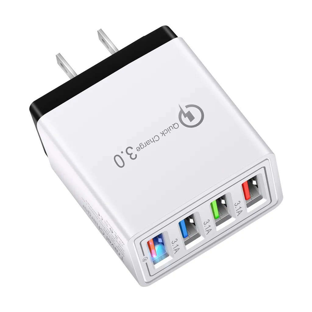 Зарядное устройство USB, 4 порта USB, ЕС, США, быстрое зарядное устройство QC 3,0, usb-хаб, настенное зарядное устройство, адаптер питания переменного тока для путешествий, для телефона/планшета, 19Nov