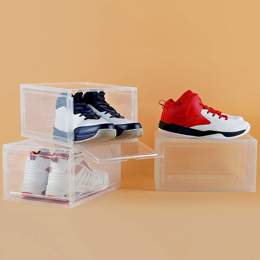 1Pc Plastic Clamshell Stackable Dustproof Shoes Storage Container Display Box Organizer Easy to Assemble