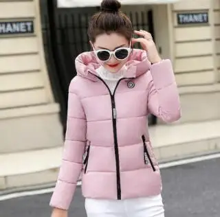 Зимний пуховик, хлопок, большой размер, M-5XL, пальто, куртка, с капюшоном, толстая, теплая, короткая, куртка, женская, тонкая, с хлопковой подкладкой - Цвет: Pink