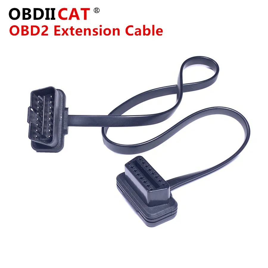 DHL free 50pcs/lot Flat Thin Noodle OBD2 Extension Cable OBD 16 Pin Connector Adaptor Male to Female Car Diagnostic | Автомобили и