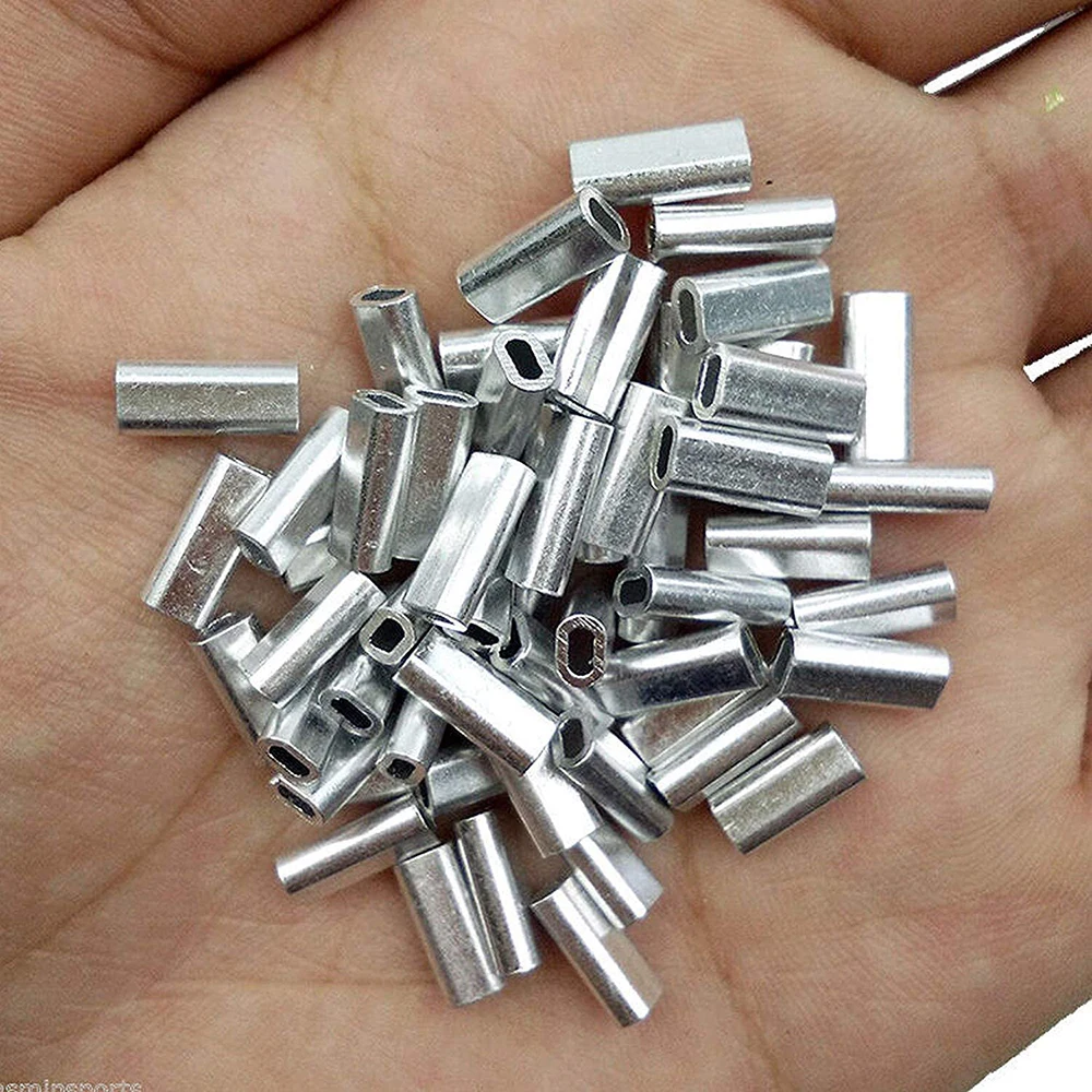 1000Pcs Aluminum Crimp sleeves for Fishing line Durable Crimping Sleeve  Wire Leader Tube Fishing Connector Tackle