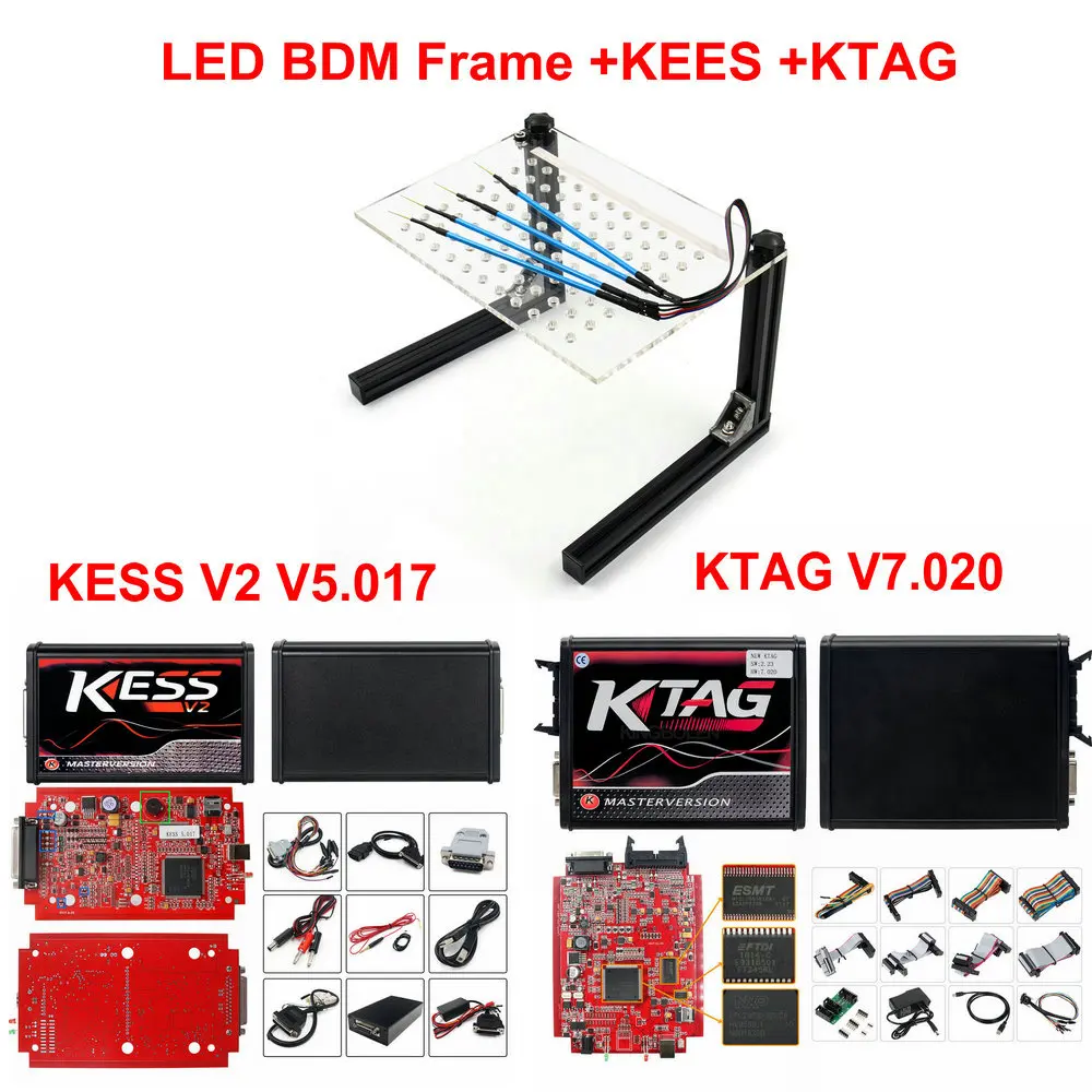 ЕС красный KESS V2 v5.017 мастер ktag v7.020 менеджер токарная обработка комплект без знака чтения Limited KESS V2.47 V4.036 Основной блок программатор системного блока управления - Цвет: KESS KTAG LED Frame