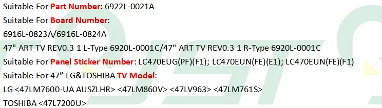 Новинка 2 шт./комплект светодиодный полоски для TOSHIBA, 47(Европа) ТВ 47L7200U 47LM7600 мкА 47LM860V LC470EUG PF F1 6922L 0021A 6916L 0823A 6916L 0824A