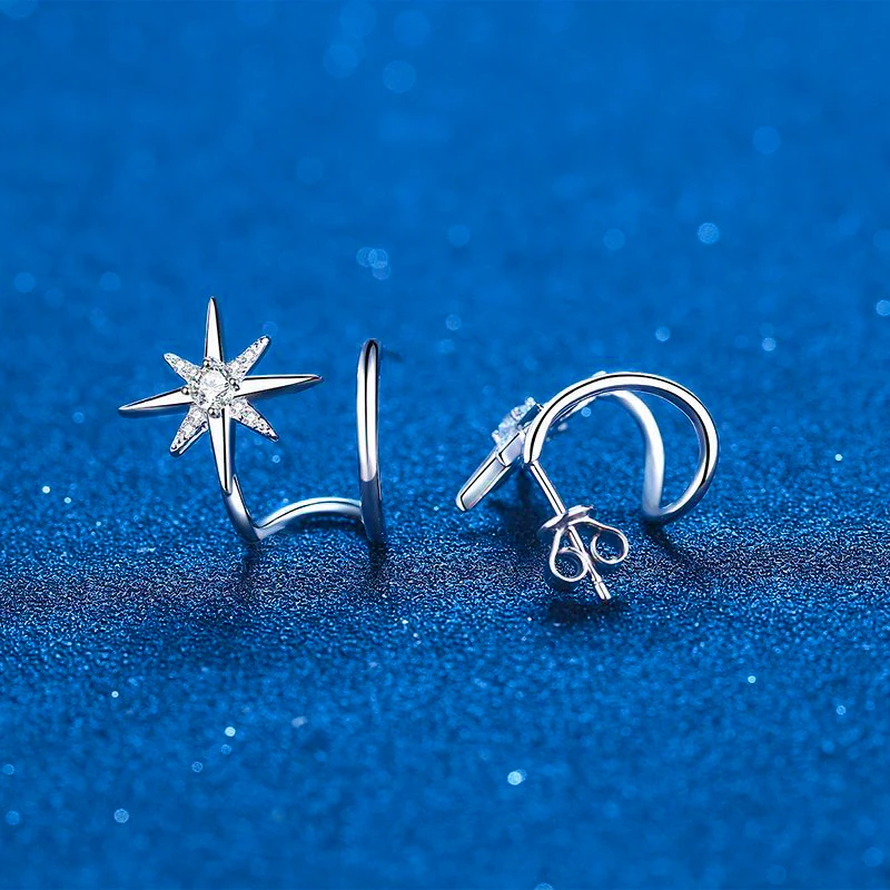 Sterling Silver Moissanite Stud Earrings GRA Certificate